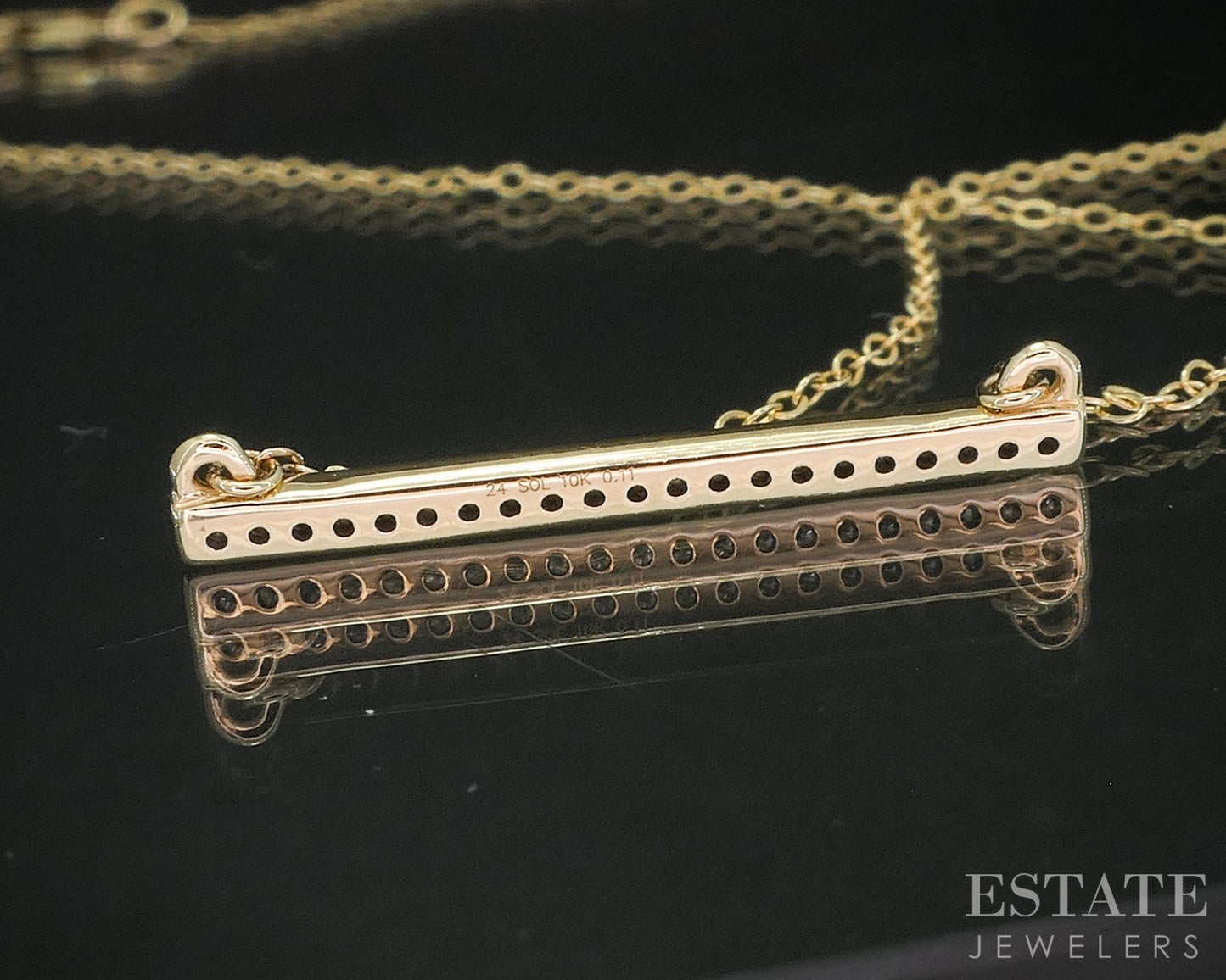 10k Yellow Gold Natural .11ctw Diamond Bar Ladies Necklace 1.9g 19"L i20109b