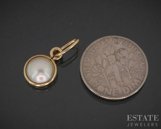 14k Yellow Gold 7mm Mabe Pearl Ladies Charm Pendant 0.7g i20111b
