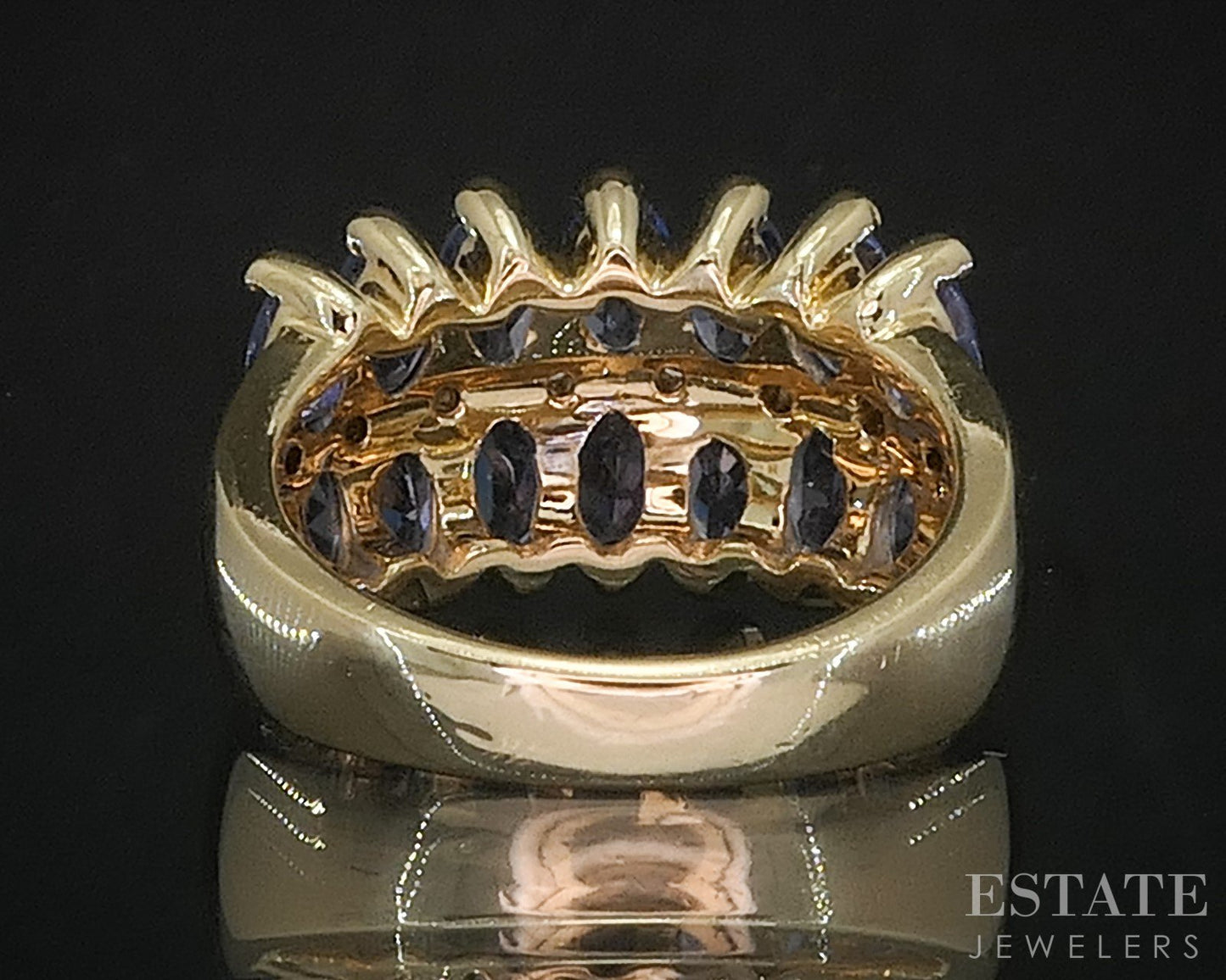 14k Yellow Gold Natural Tanzanite & Diamond Ladies Band Ring 8.2g i20131b