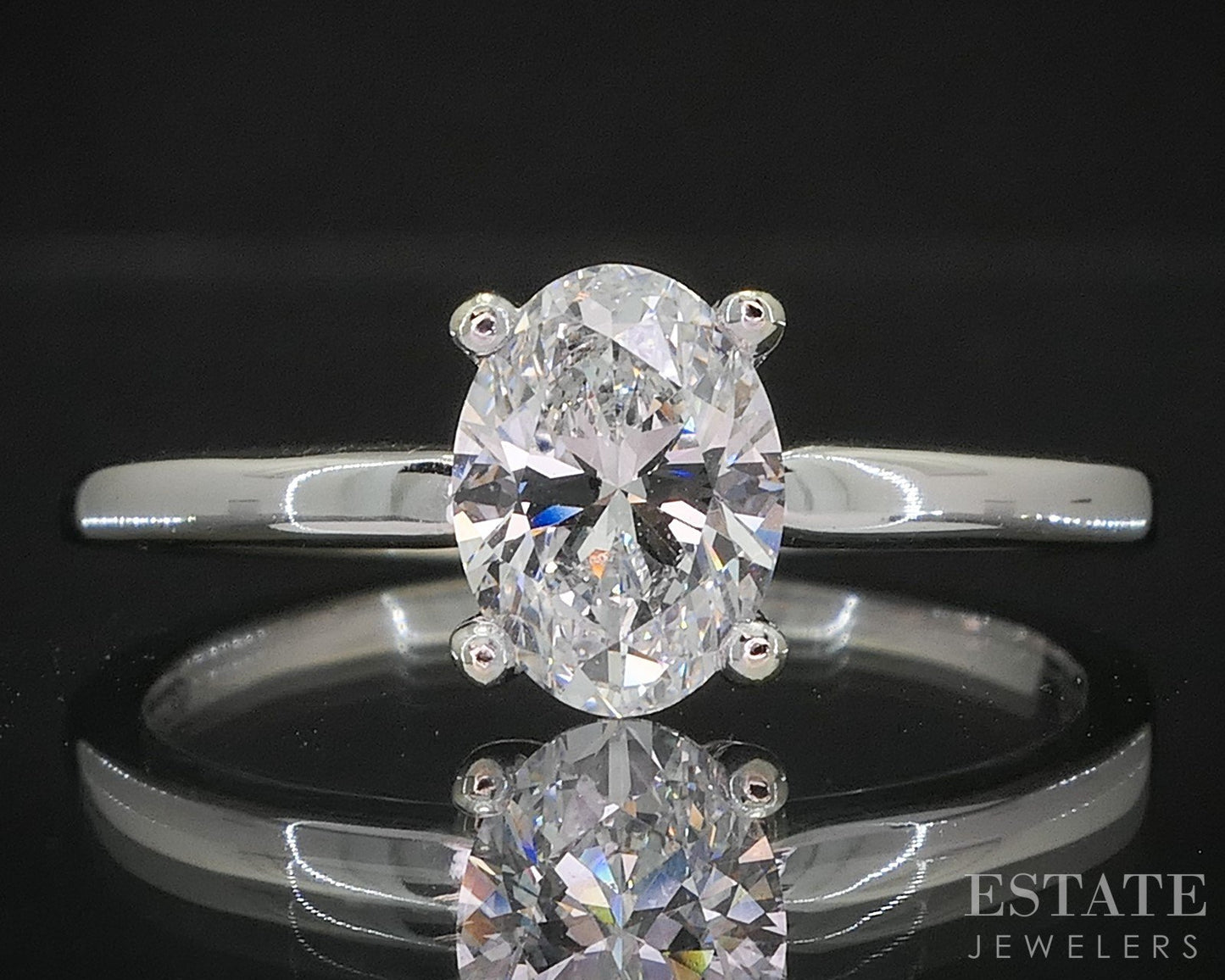 14k White Gold IGI Oval Lab Created 1.00ct Diamond Solitaire Ring 3g i20113b