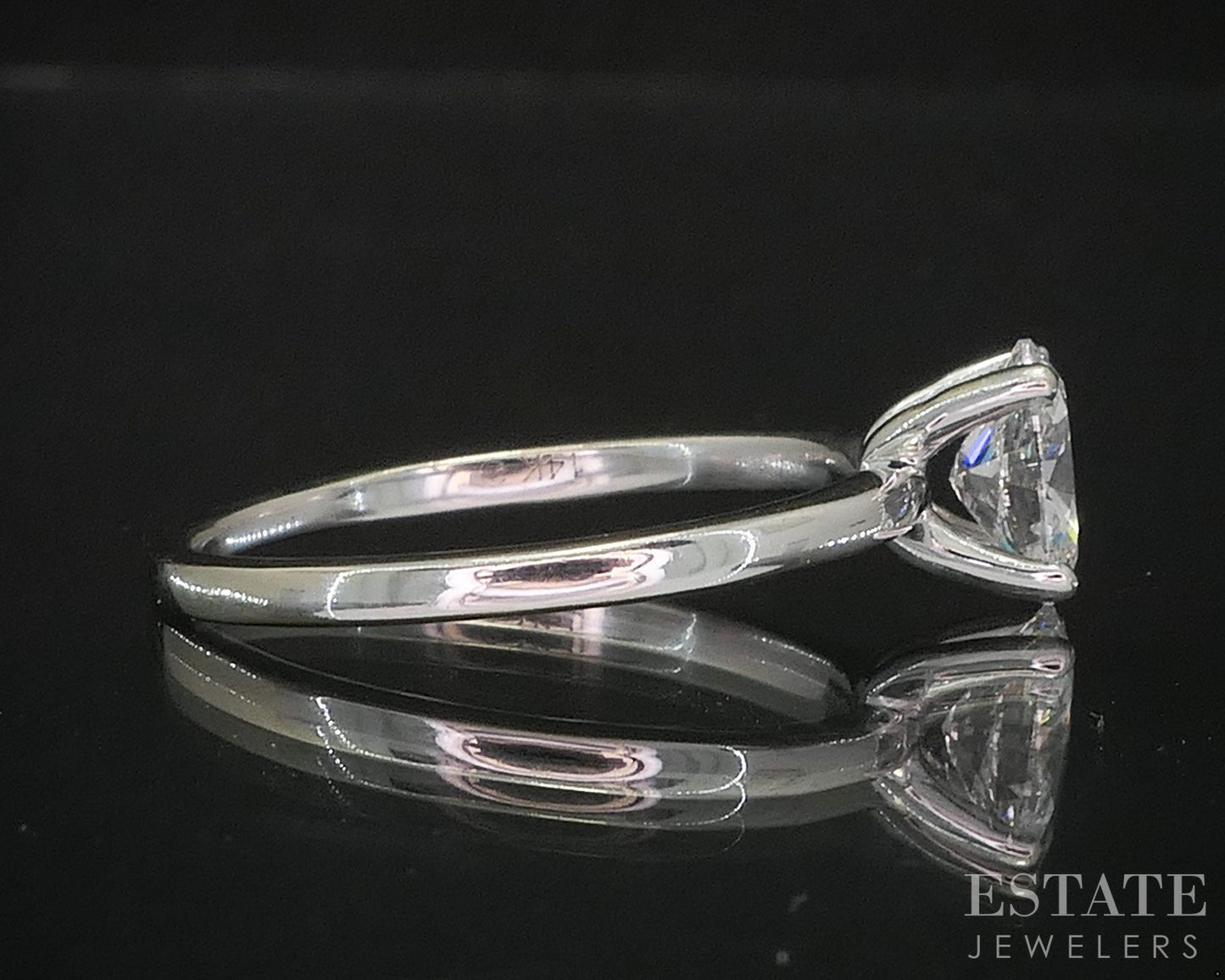 14k White Gold IGI Oval Lab Created 1.00ct Diamond Solitaire Ring 3g i20113b