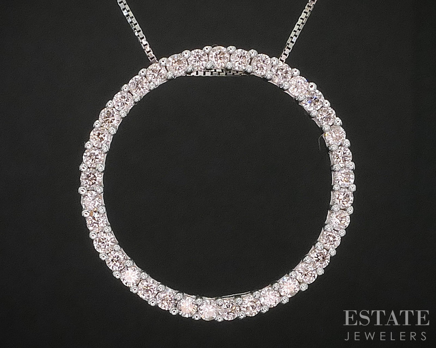 14k White Gold Natural .36ctw Diamond Circle Ladies Necklace 3.3g 18"L i20121b