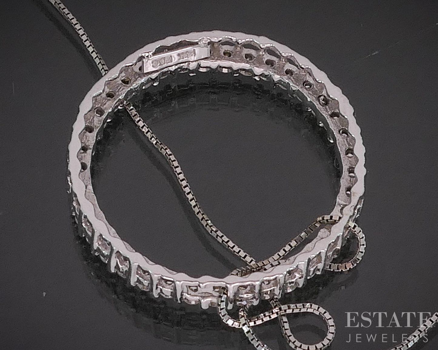 14k White Gold Natural .36ctw Diamond Circle Ladies Necklace 3.3g 18"L i20121b