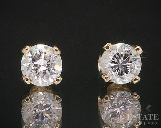 14k Yellow Gold Round Natural .25ctw Diamond Stud Earrings i20124b