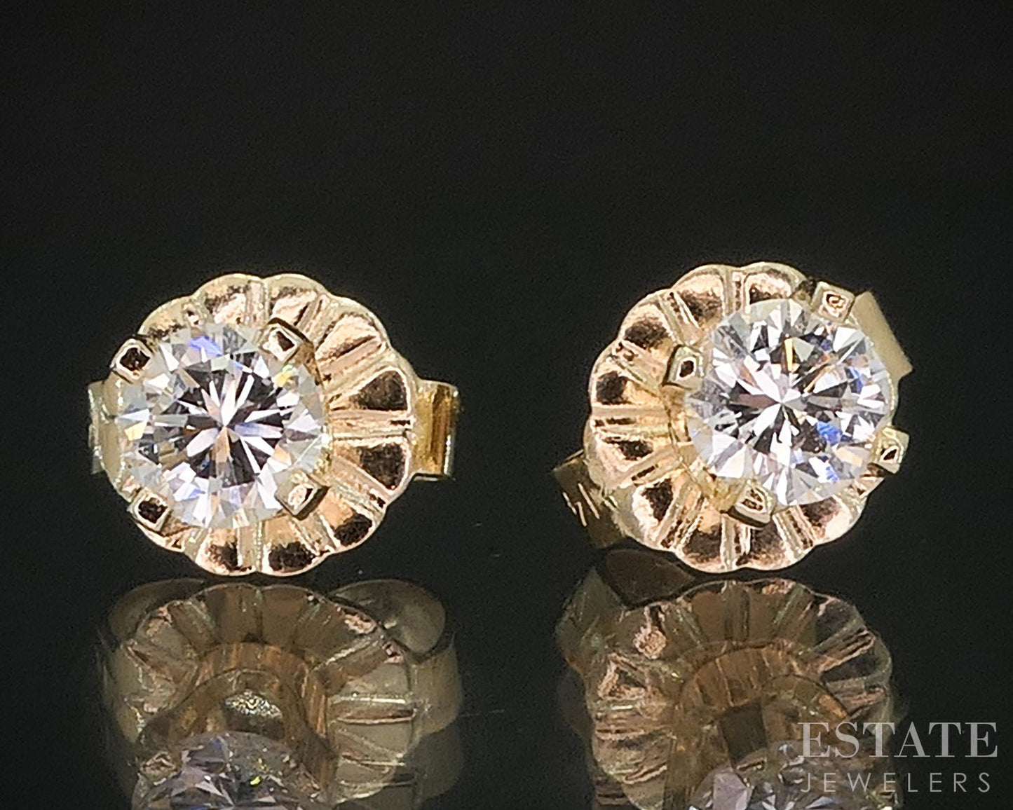 14k Yellow Gold Round Natural .28ctw Diamond Stud Earrings i20115b
