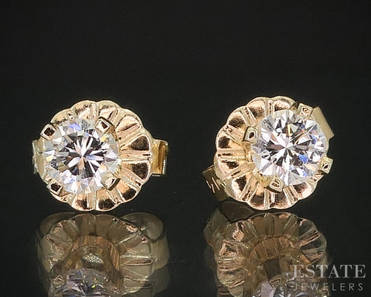 14k Yellow Gold Round Natural .28ctw Diamond Stud Earrings i20115b