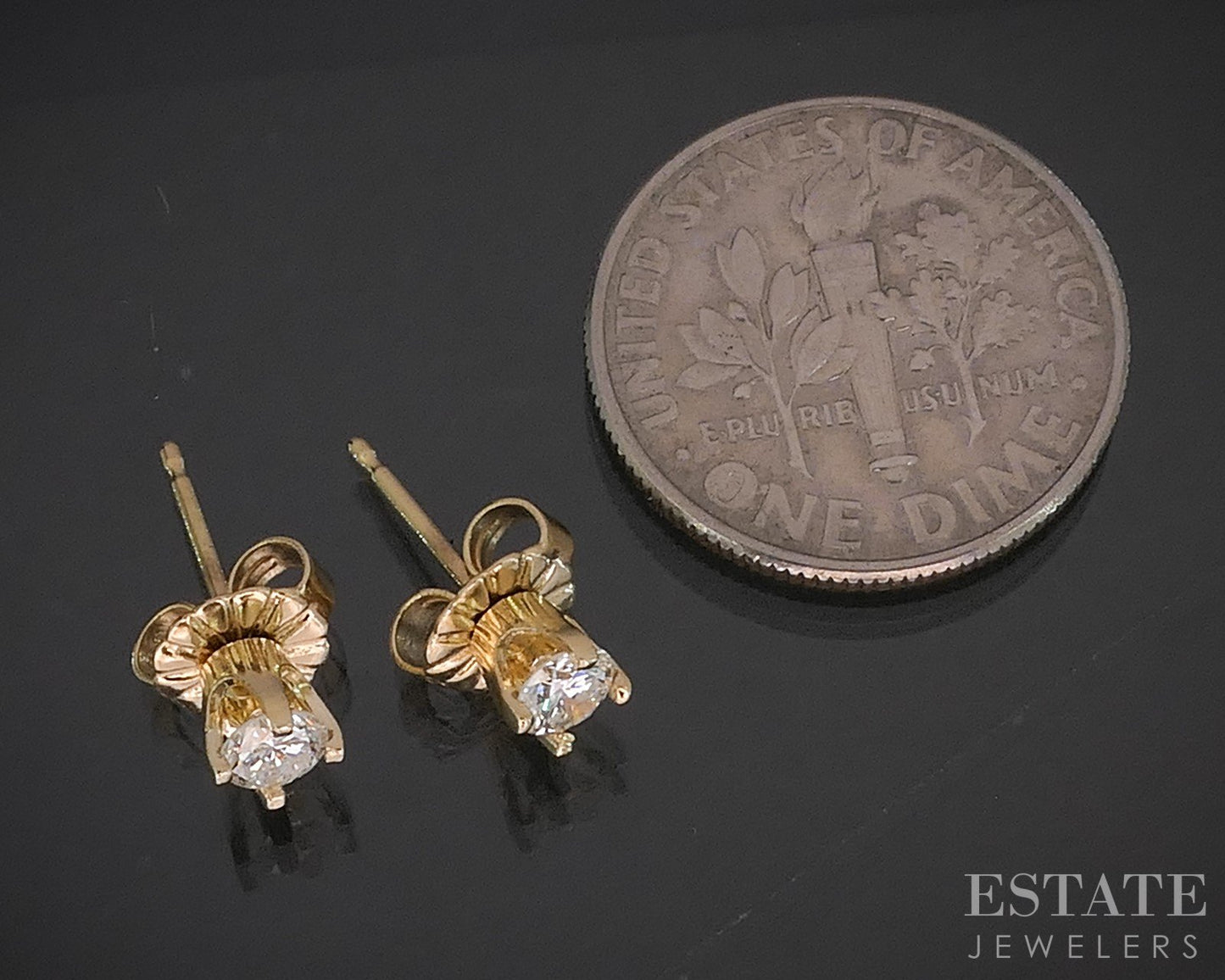 14k Yellow Gold Round Natural .28ctw Diamond Stud Earrings i20115b