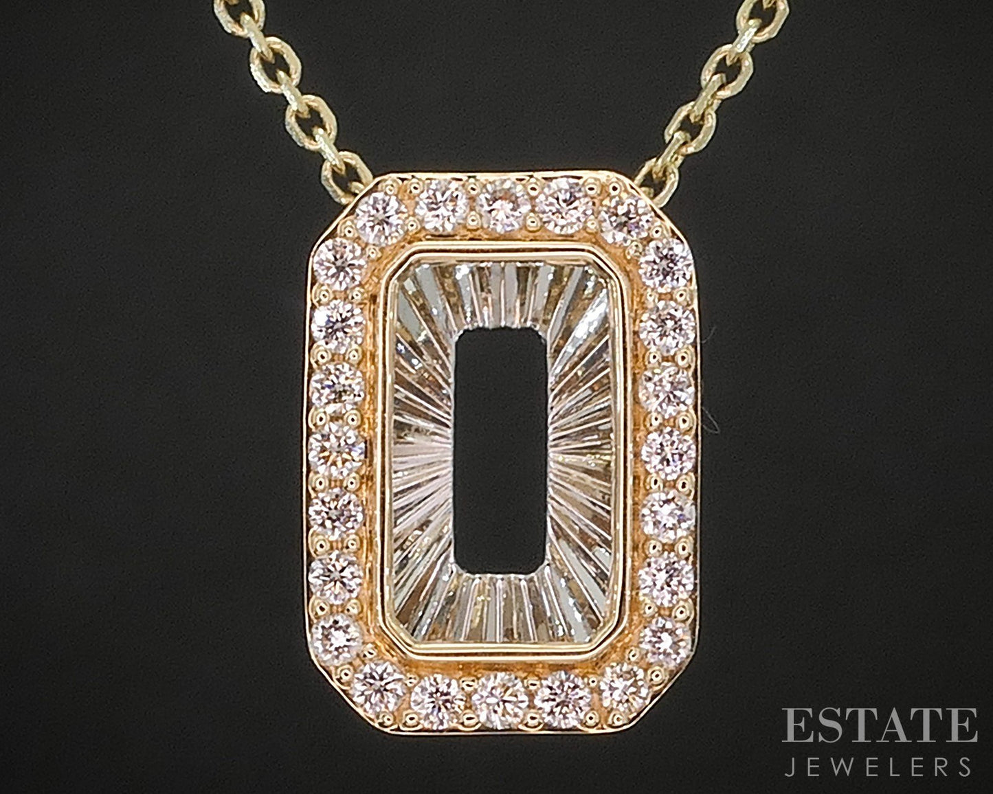 14k Yellow Gold Natural .20ctw Diamond Block O Ladies Necklace 2.9g 18"L i20123b