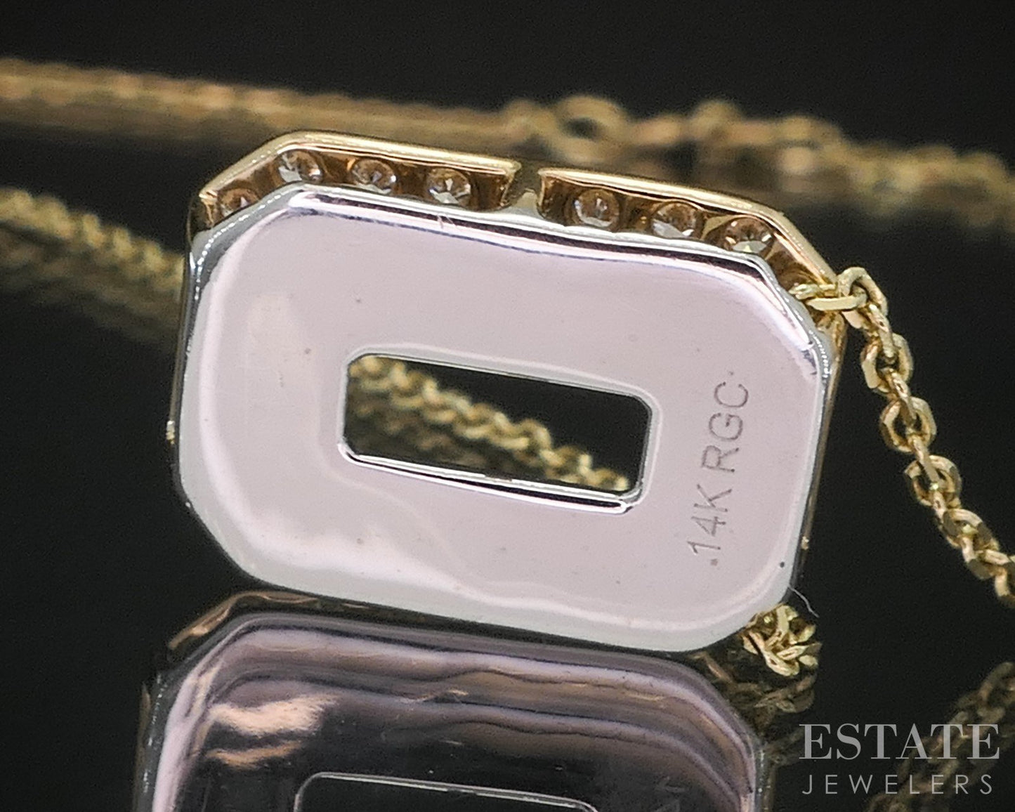 14k Yellow Gold Natural .20ctw Diamond Block O Ladies Necklace 2.9g 18"L i20123b