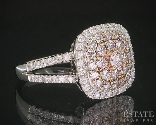 14k Rose & White Gold Natural .50ctw Diamond Cluster Engagement Ring 4g i20120b