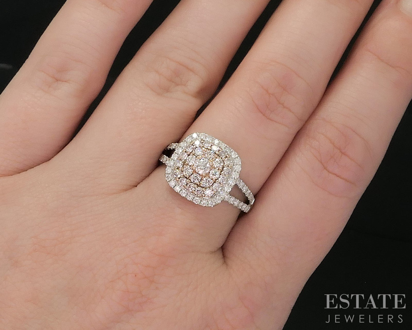 14k Rose & White Gold Natural .50ctw Diamond Cluster Engagement Ring 4g i20120b