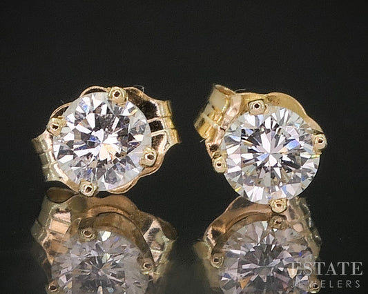 14k Yellow Gold Round Natural .33ctw Diamond Stud Earrings i20127b