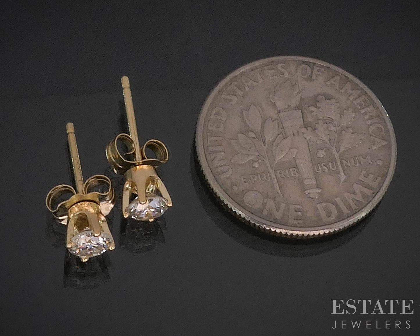 14k Yellow Gold Round Natural .33ctw Diamond Stud Earrings i20127b