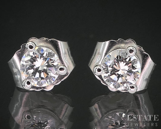 14k White Gold Round Natural .31ctw Diamond Martini Stud Earrings p89967