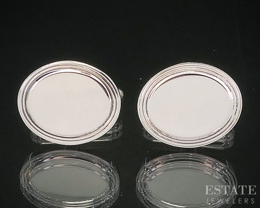 Sterling Silver Tiffany & Co. Engine Turned Oval Men's Cufflinks 12.3g i20161