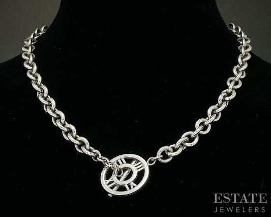Sterling Tiffany & Co. Atlas Cable Chain Toggle Necklace 60.7g 18"L i20154