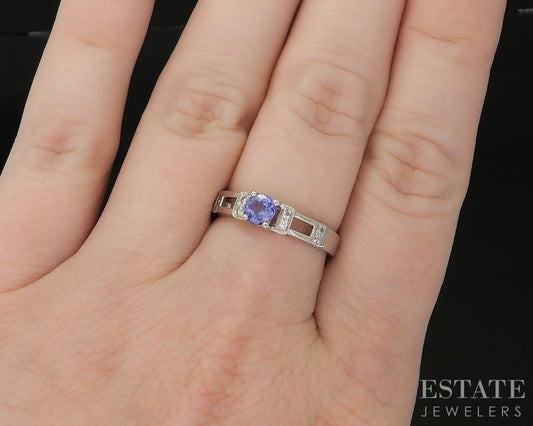 18k Vanilla Gold LeVian Natural Tanzanite & Diamond Ladies Ring 3.5g i20148