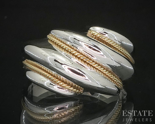 18k Sterling Silver Tiffany & Co. Swirl Shrimp Ladies Band Ring 4.8g i20146