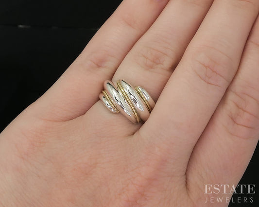 18k Sterling Silver Tiffany & Co. Swirl Shrimp Ladies Band Ring 4.8g i20146