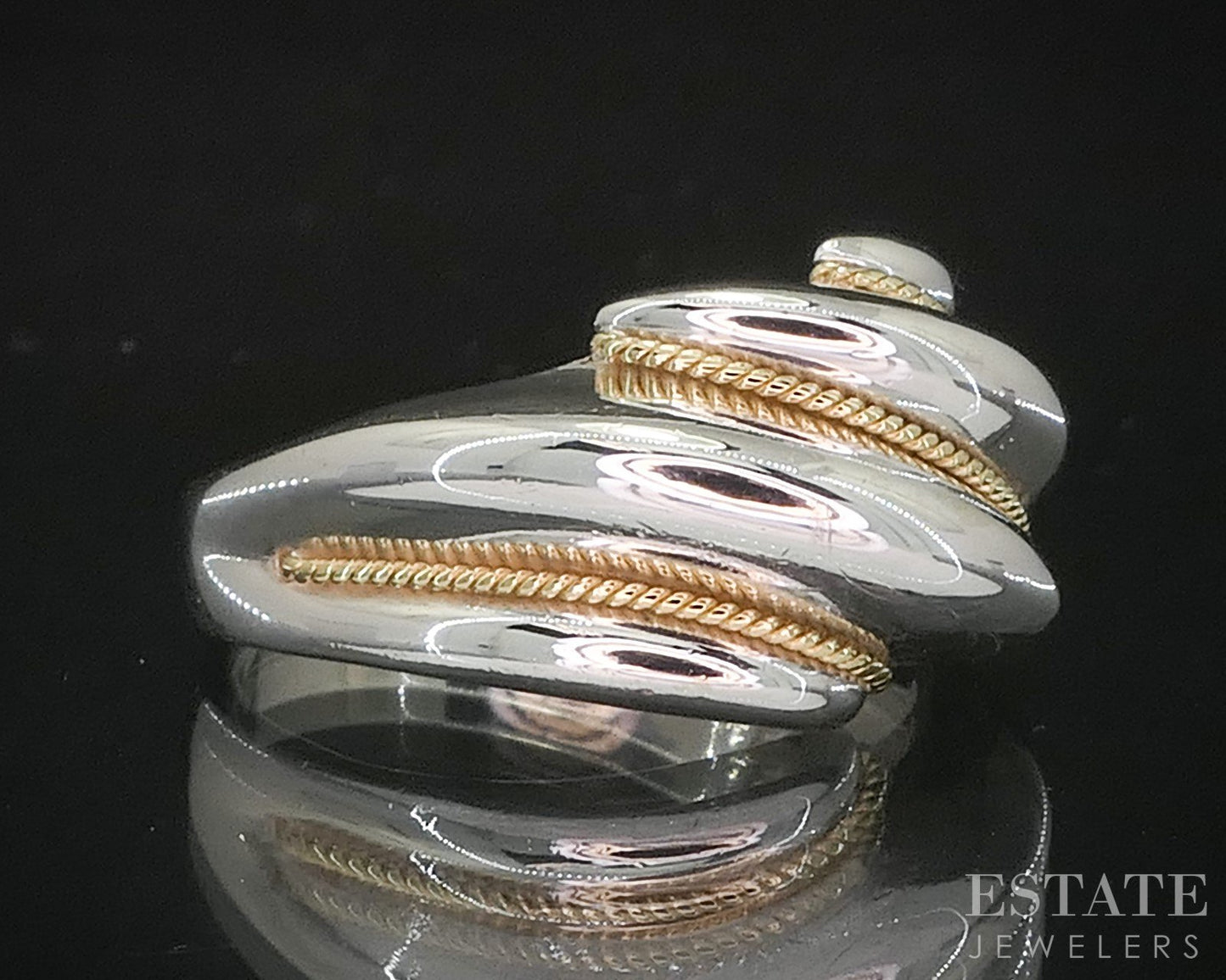 18k Sterling Silver Tiffany & Co. Swirl Shrimp Ladies Band Ring 4.8g i20146
