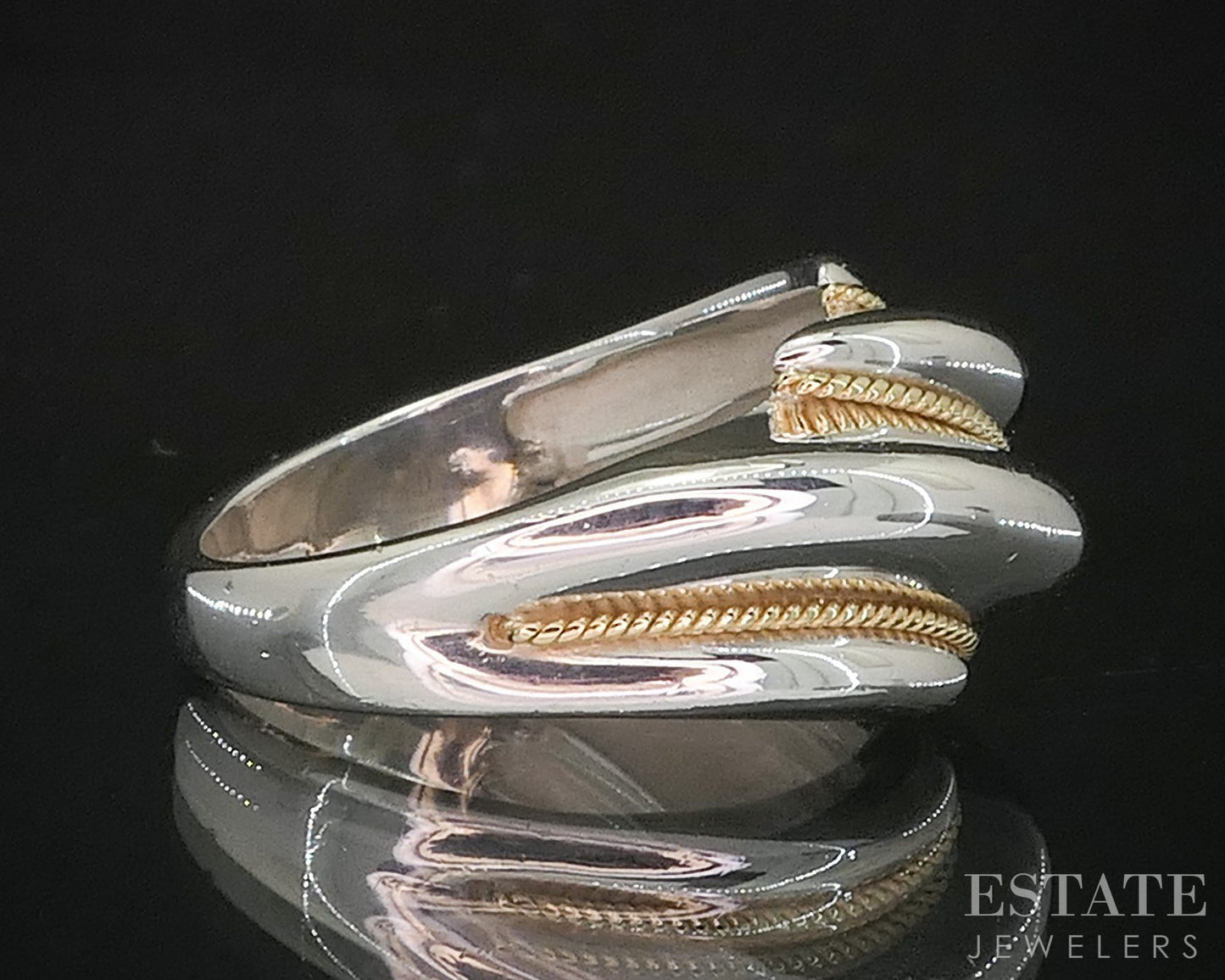 18k Sterling Silver Tiffany & Co. Swirl Shrimp Ladies Band Ring 4.8g i20146