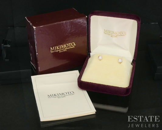 18k Yellow Gold 6.3mm Akoya Pearl Mikimoto Stud Earrings i20141