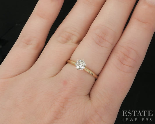 14k Yellow Gold Round Natural .48ct Diamond Solitaire Engagement Ring i20196