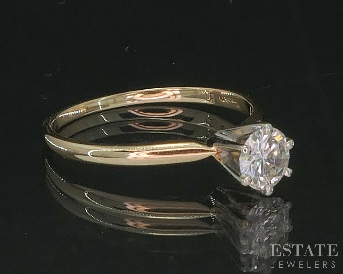 14k Yellow Gold Round Natural .48ct Diamond Solitaire Engagement Ring i20196