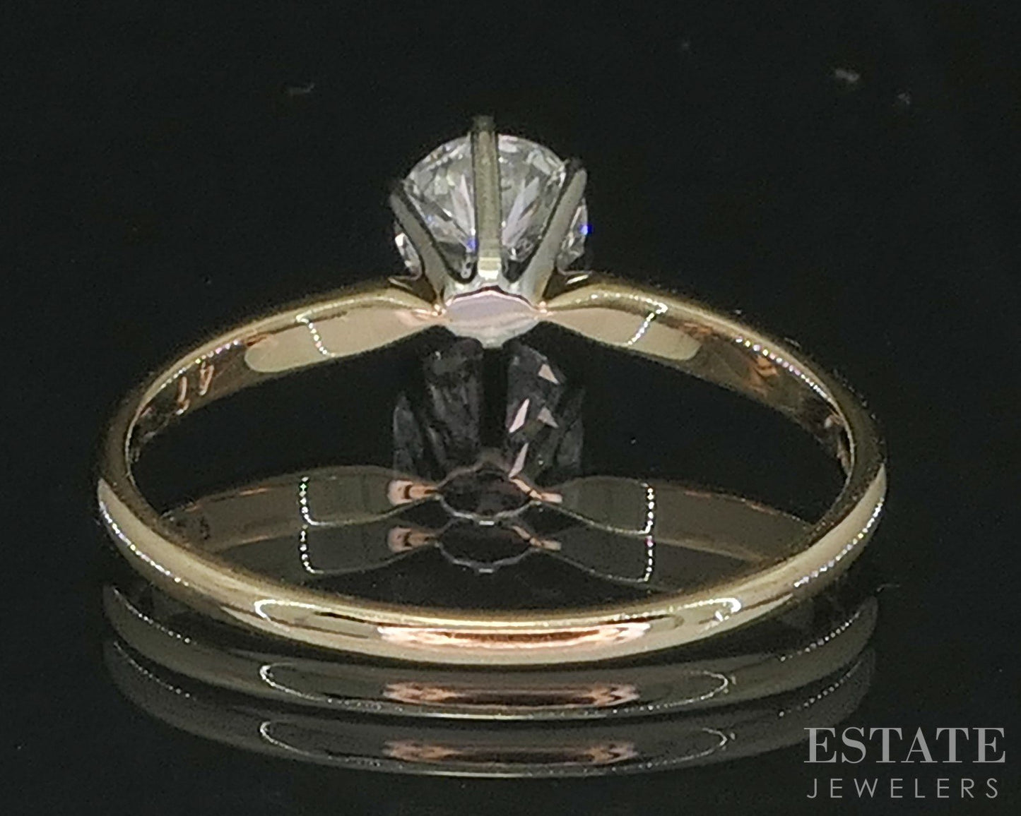 14k Yellow Gold Round Natural .48ct Diamond Solitaire Engagement Ring i20196