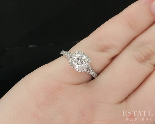 14k White Gold Round GSI Lab Created 1.43ctw Diamond Engagement Ring 3.2g i20197