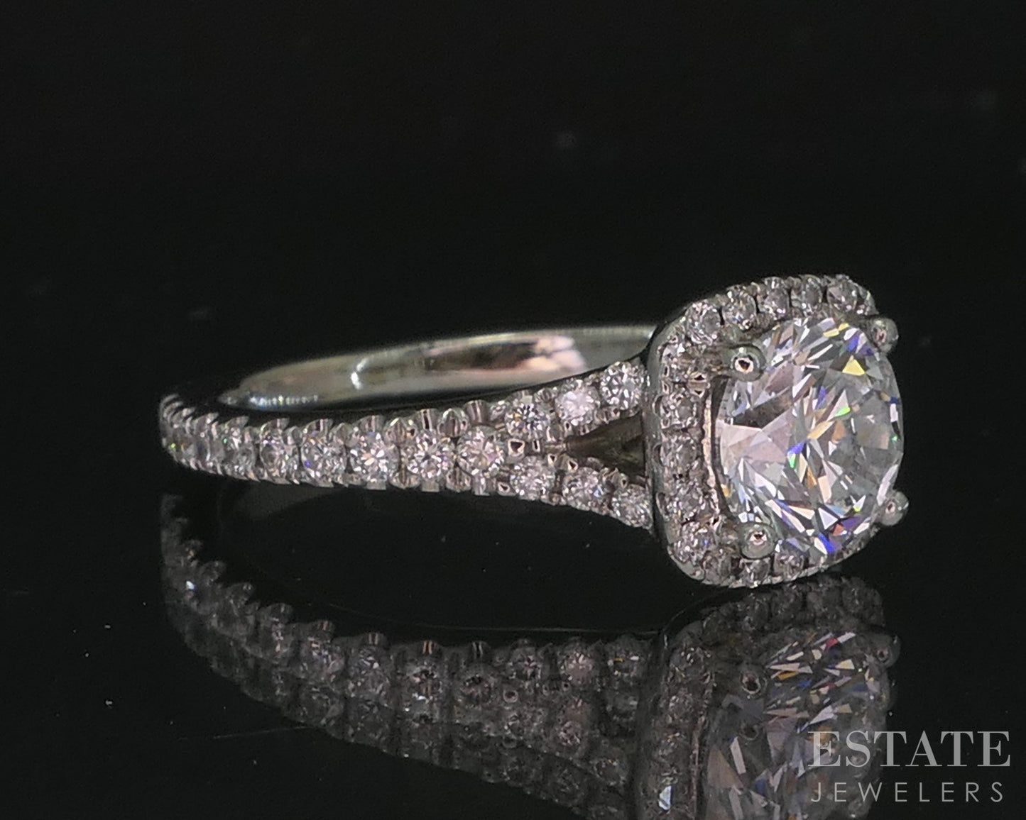14k White Gold Round GSI Lab Created 1.43ctw Diamond Engagement Ring 3.2g i20197