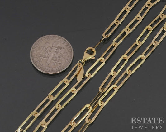 18k Yellow Gold 3.2mm Paperclip Chain Link Ladies Necklace 5.6g 21"L i20194
