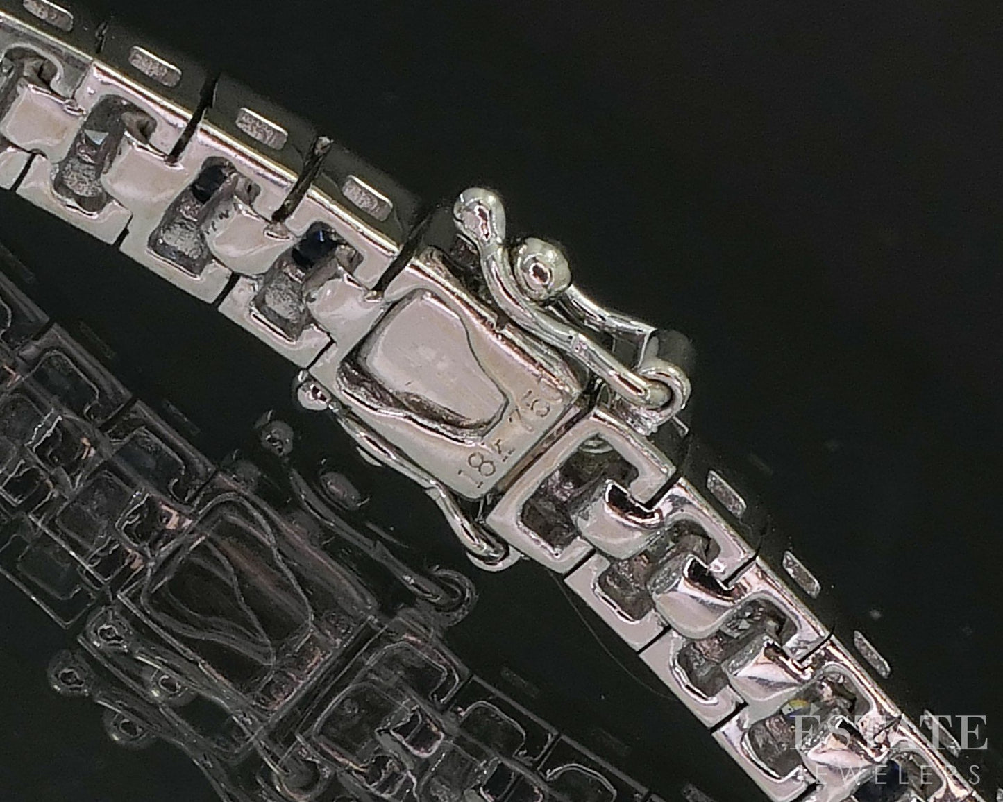 18k White Gold Natural Blue Sapphire & Diamond Tennis Bracelet 18g 6.75"L p90177