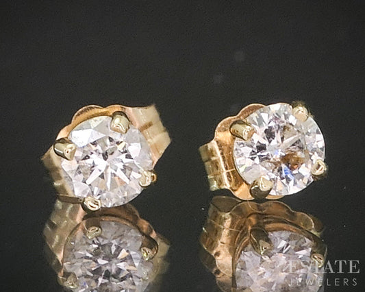 14k Yellow Gold Round Natural .46ctw Diamond Stud Earrings i20187
