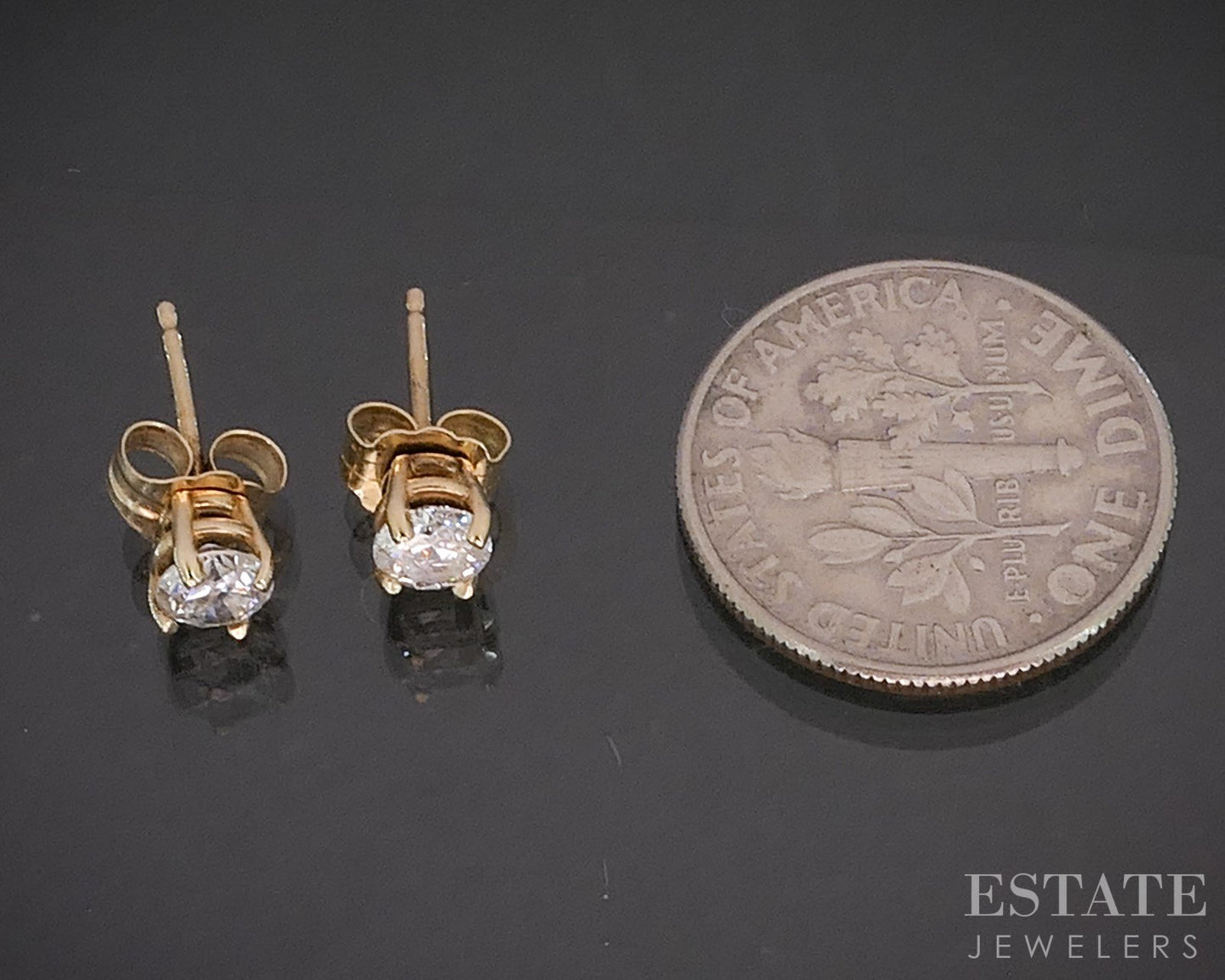 14k Yellow Gold Round Natural .46ctw Diamond Stud Earrings i20187