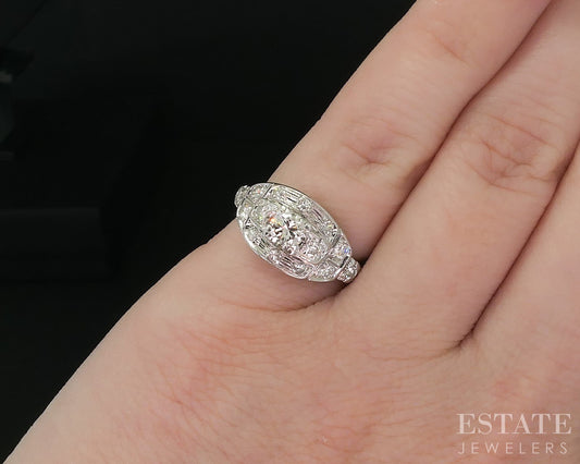 Antique 14k White Gold Natural .60ctw Diamond Engagement Ring 4.4g i20207