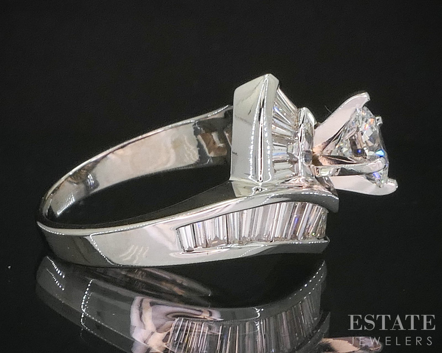 14k White Gold Round Natural 2.50ctw Diamond Engagement Ring 10.6g i20209