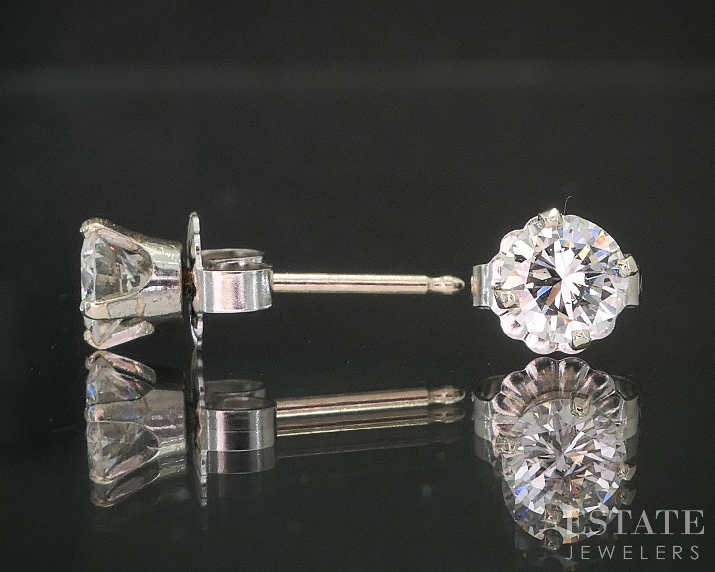 14k White Gold Round Natural .70ctw Diamond Stud Earrings i20212
