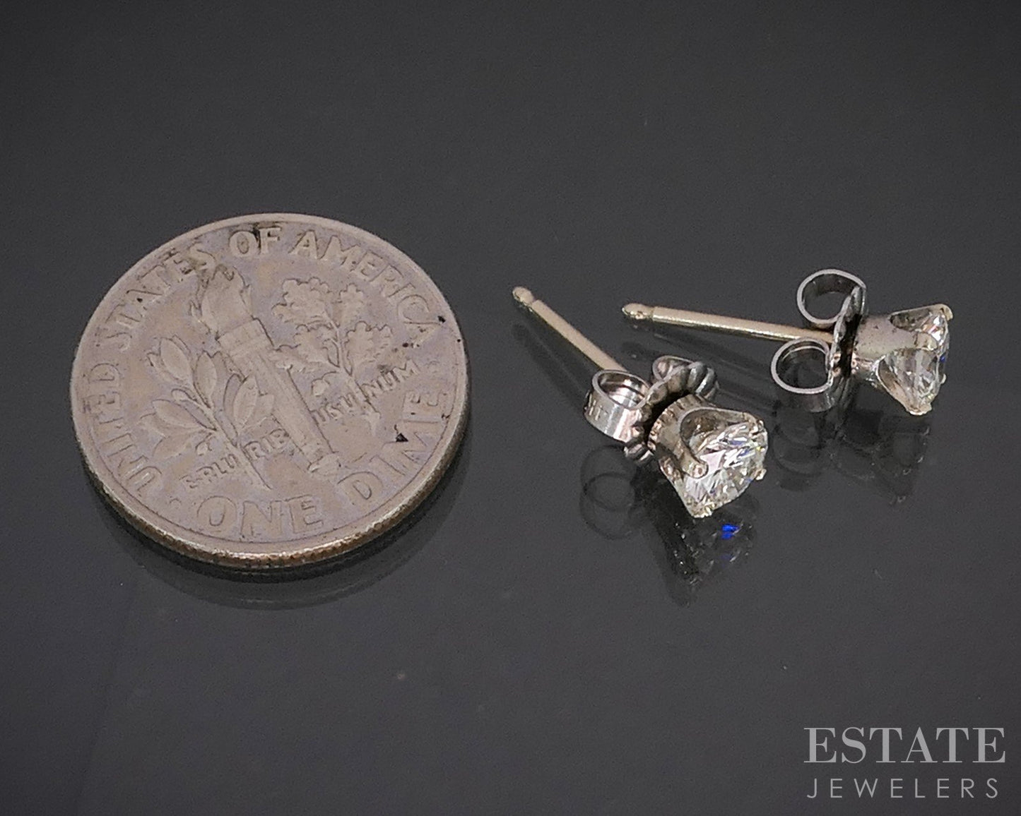 14k White Gold Round Natural .70ctw Diamond Stud Earrings i20212