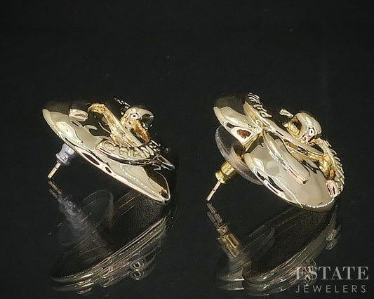 Chanel CC Logo Large Heart Turnlock Gold Tone Stud Earrings i20201