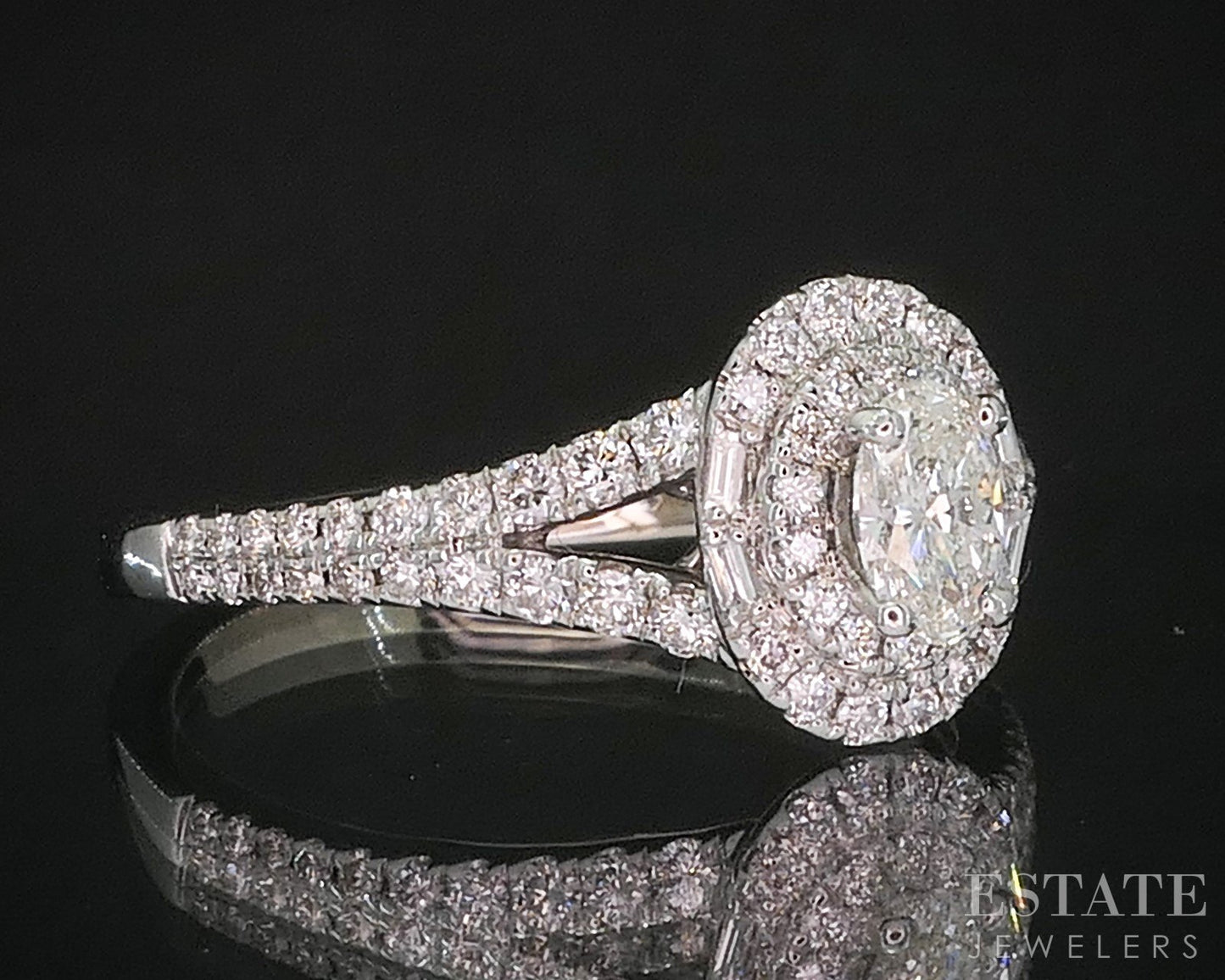 18k White Gold Oval .56ctw Diamond Monique Lhullier Engagement Ring 4.1g i20203