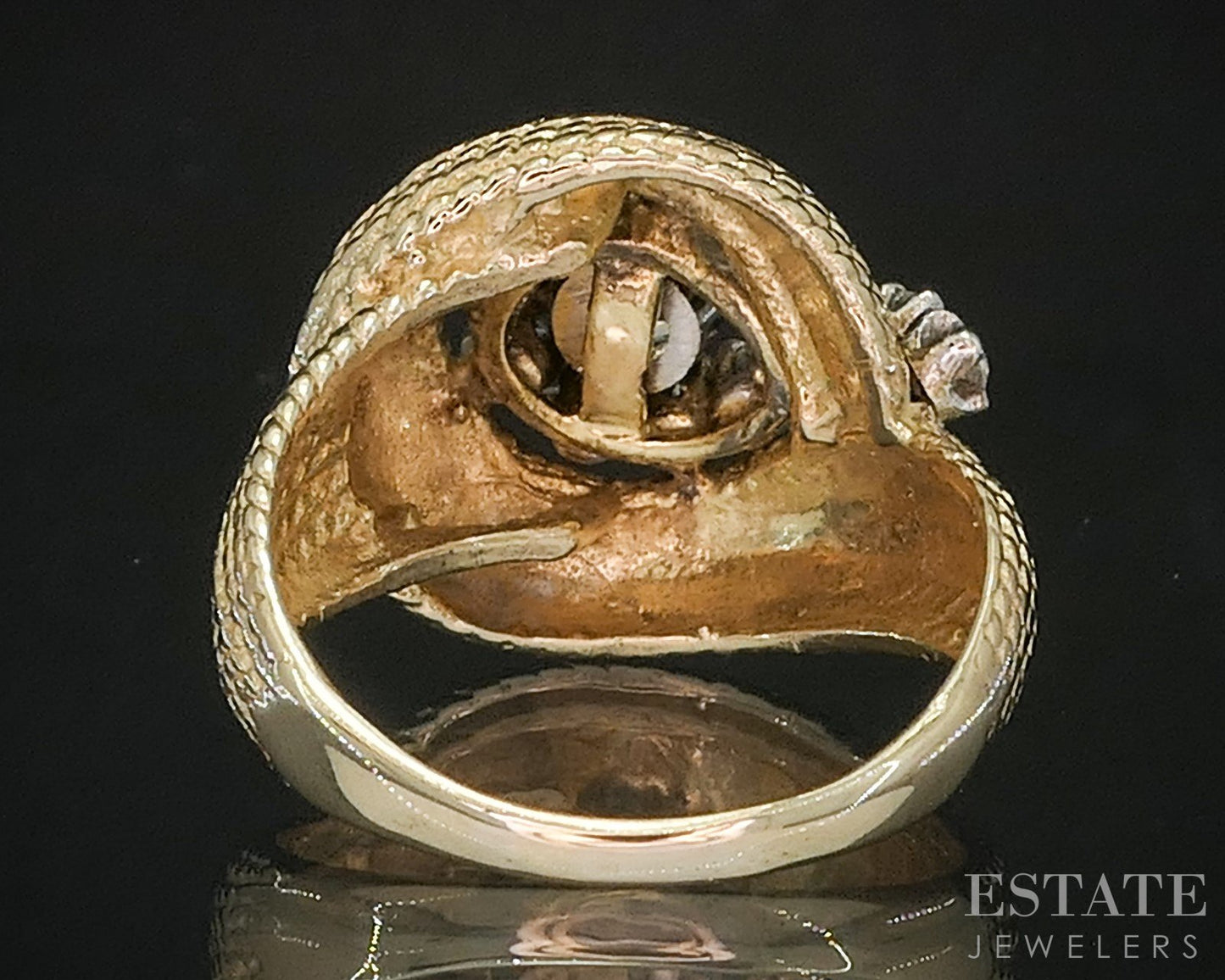 Vintage 14k Yellow Gold Natural .58ctw Diamond Spiral Swirl Rope Ring 7g i20227