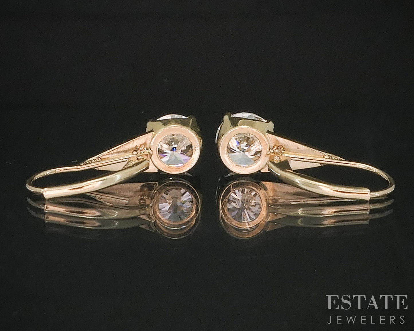 14k Yellow Gold Round Natural 2.00ctw Diamond Leverback Earrings 2.4g i20226