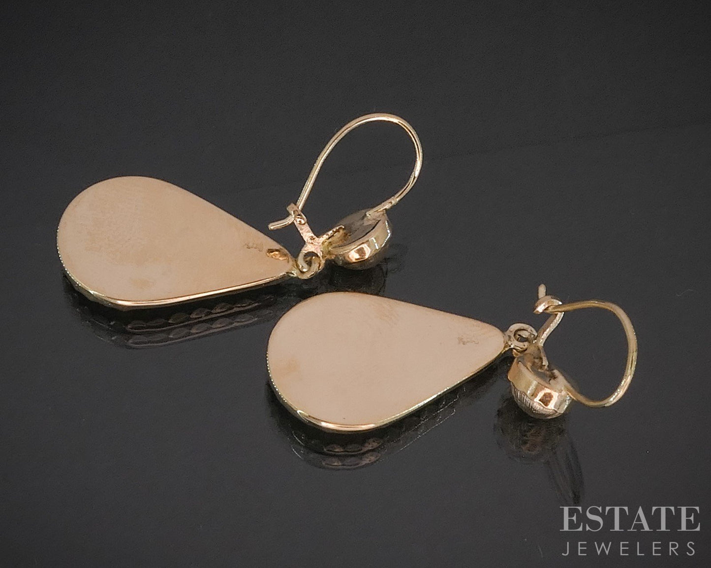 Vintage 14k Yellow Gold Puffy Teardrop Dangle Ladies Earrings 5.2g i20225