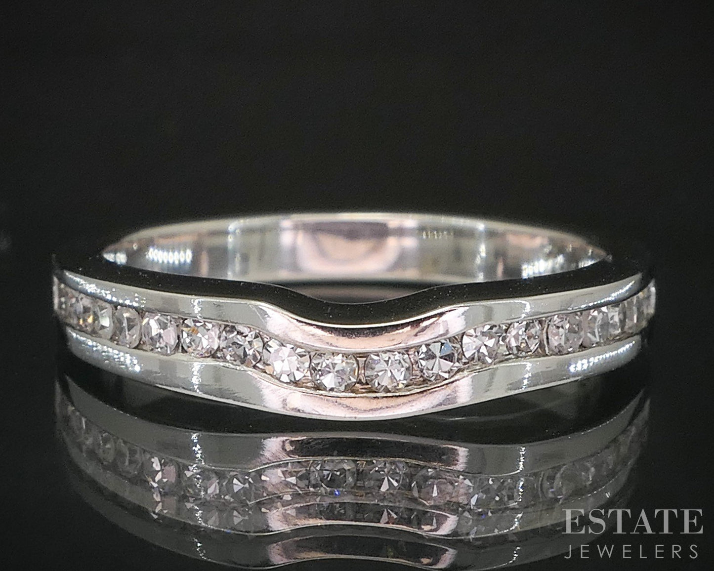 14k White Gold Natural .25ctw Diamond Ladies Contour Wedding Band 5.4g i20222