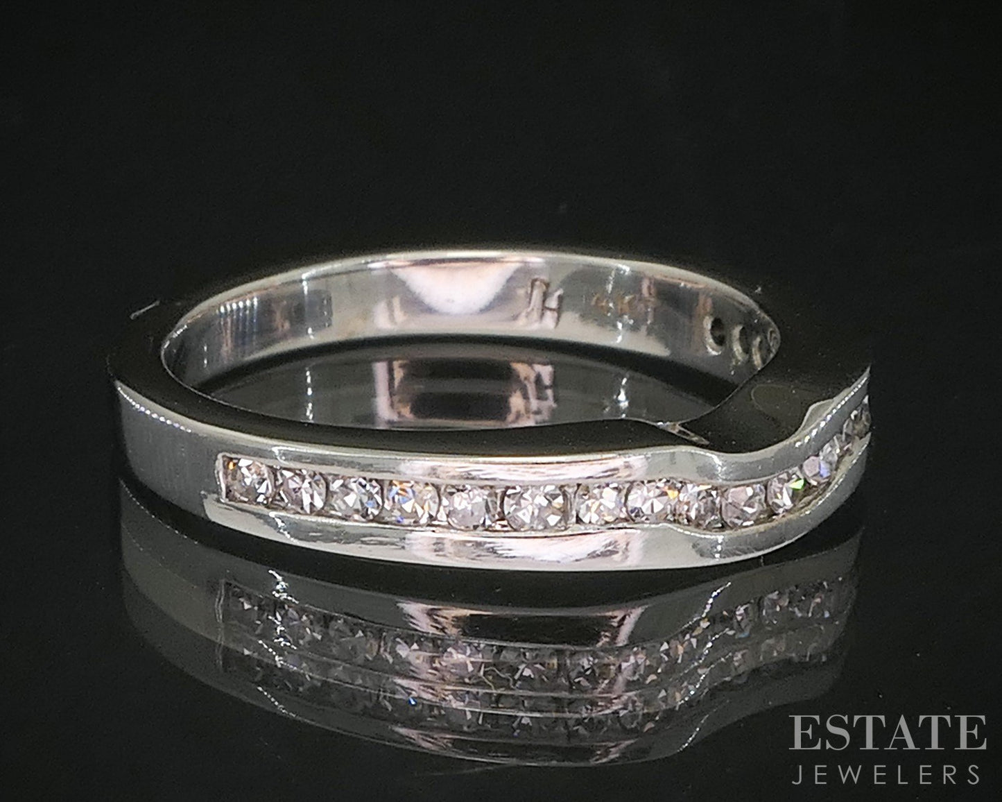14k White Gold Natural .25ctw Diamond Ladies Contour Wedding Band 5.4g i20222