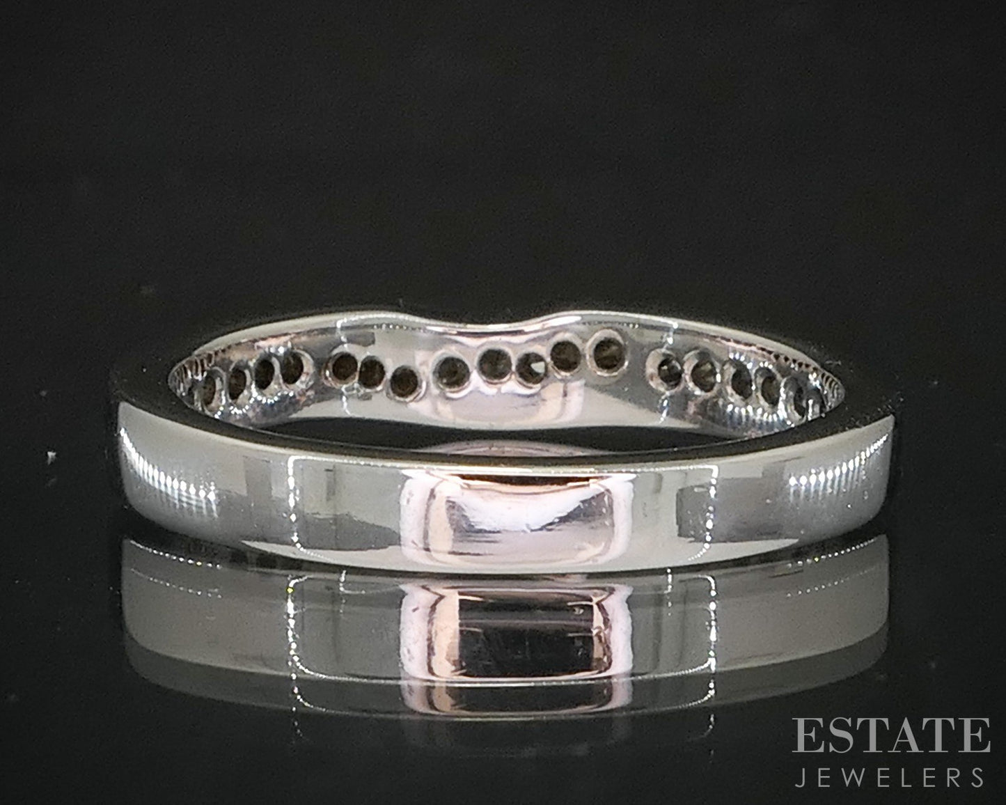 14k White Gold Natural .25ctw Diamond Ladies Contour Wedding Band 5.4g i20222