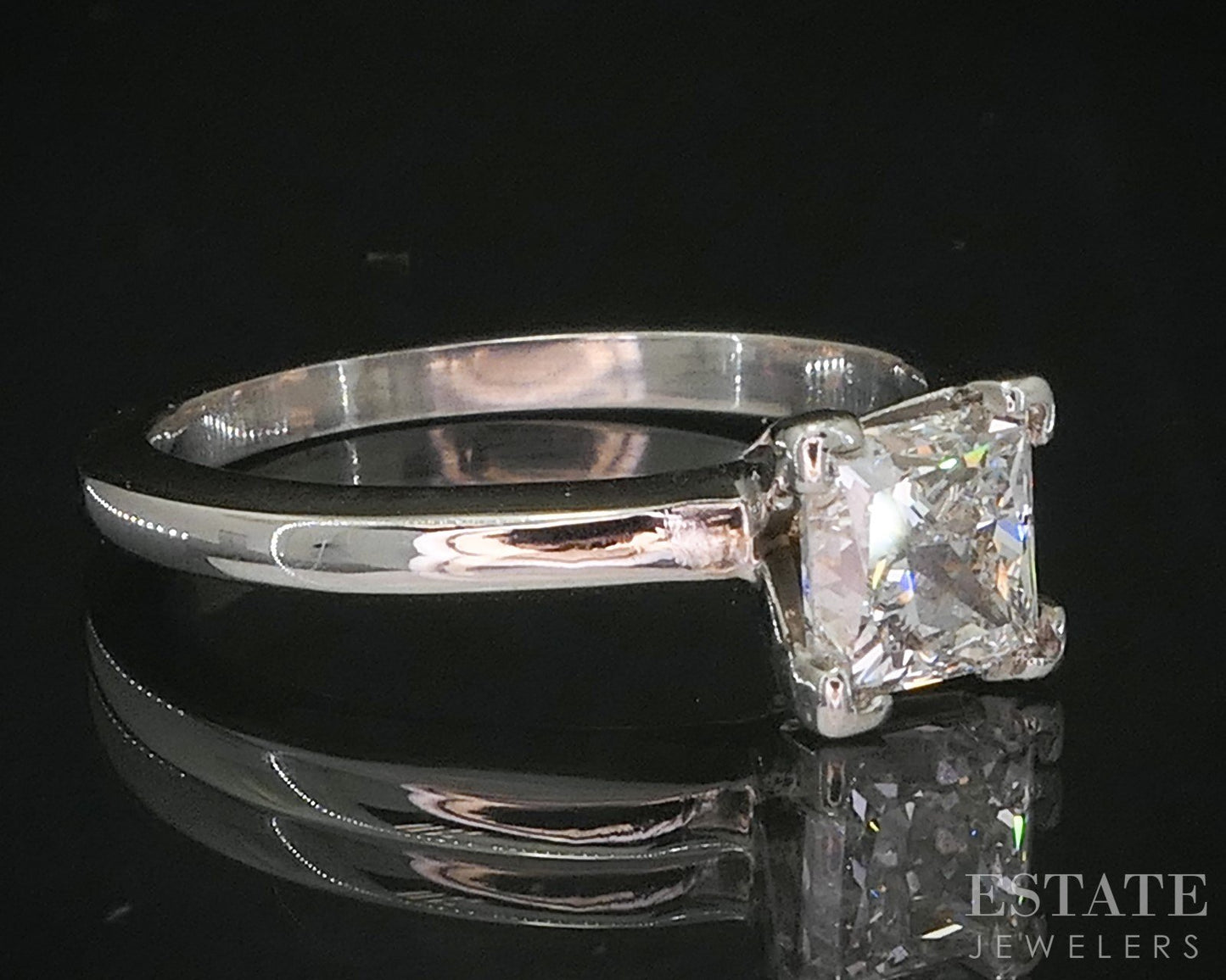 14k White Gold Princess GIA Natural .91ct Diamond Solitaire Ring 2.7g i20230