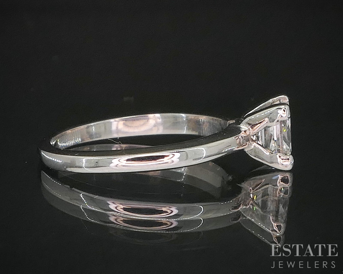 14k White Gold Princess GIA Natural .91ct Diamond Solitaire Ring 2.7g i20230