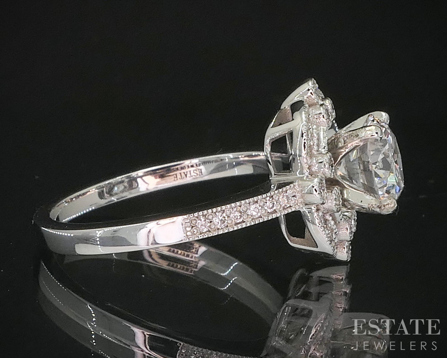 14k White Gold Round Natural 1.34ctw Diamond Halo Engagement Ring 4.5g i20214
